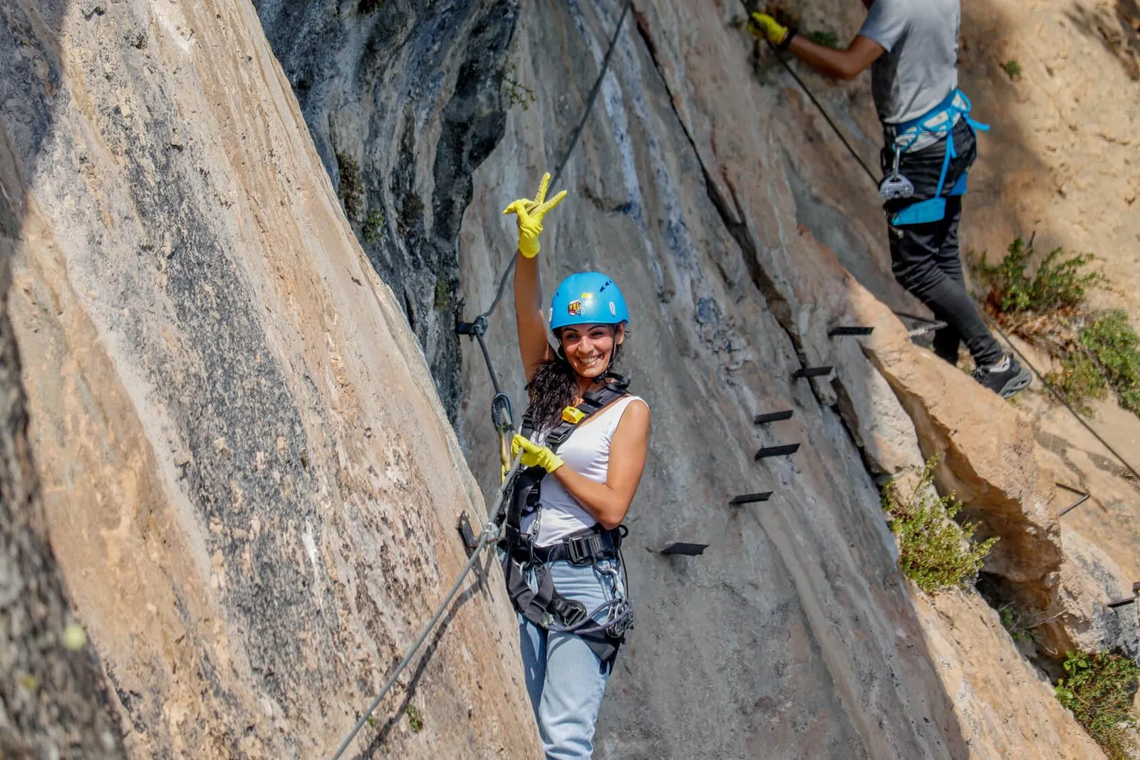 Climber on the Via Ferrata
